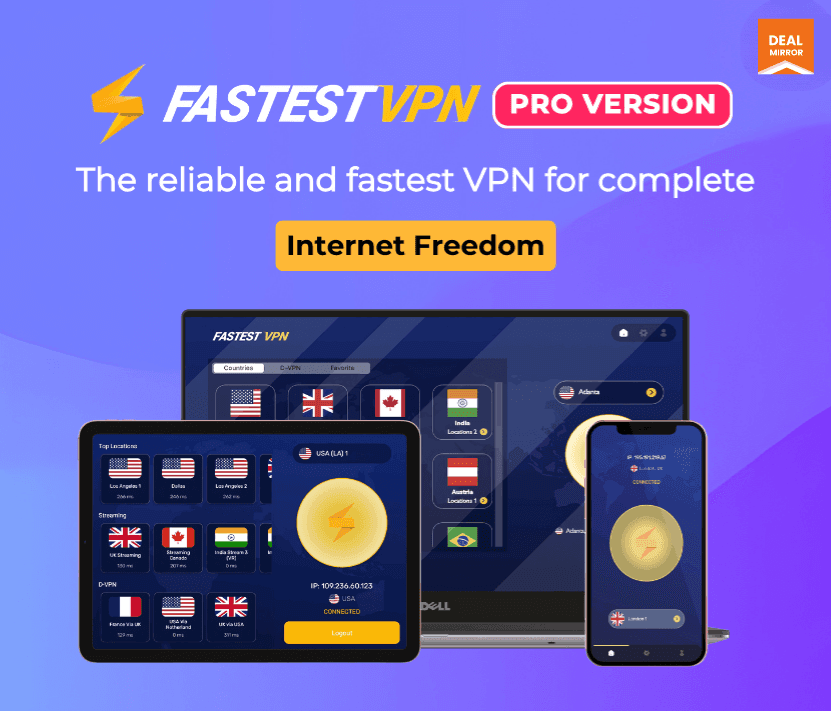 FastestVPN Pro : Fast, Secure VPN for Global Browsing & Streaming